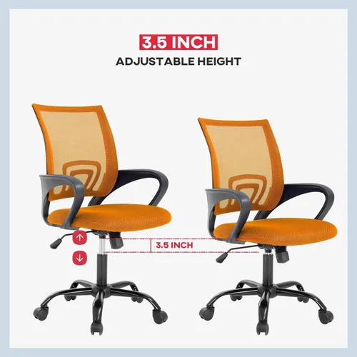 Miniatura 5 de BestOffice Silla de oficina, silla de escritorio, silla de computadora de malla con soporte lumbar, cómoda silla de respaldo medio, color naranja