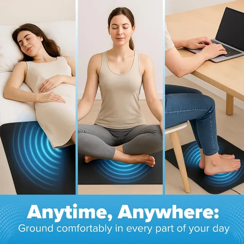 Miniatura 2 de Grounding Mat for Bed Earthing Mat Grounding Pad PU Leather Conductive Sleep Pad with Breathable Surface, Surge-Resistant Cord – Anti-Slip, Easy
