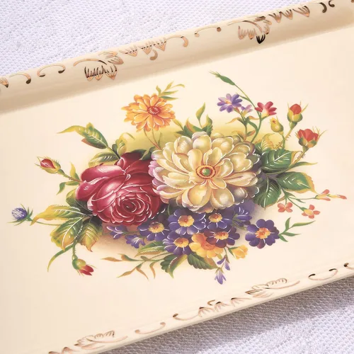 Miniatura 2 de YOLIFE Bandeja decorativa de cerámica floral para fiesta de té, 13.5 x 7.5 pulgadas