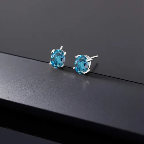 Miniatura 327 de Gem Stone King Aretes de oro de 14 quilates con piedra natal ovalada de 0.315 x 0.236 in Aretes de oro para mujer