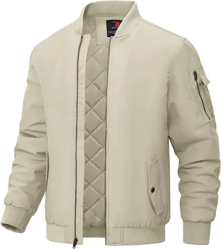 Miniatura 14 de BGOWATU - Chaqueta para hombre, impermeable, acolchada, tipo bomber, casual, para otoño e invierno, cálida y acolchada