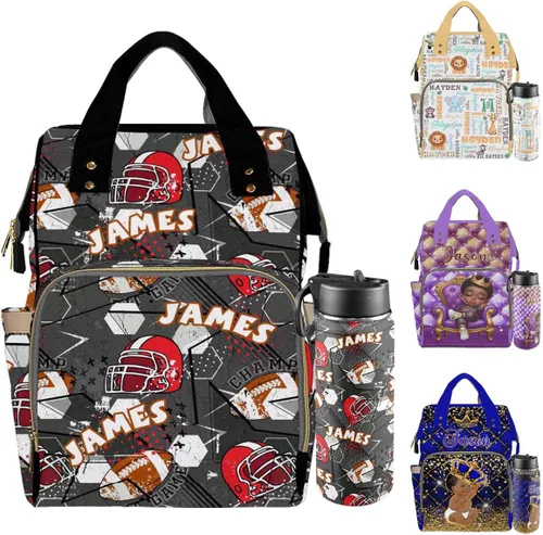 Miniatura 19 de Mochilas personalizadas con nombre personalizado para bebé, bolsa de pañales con monograma con bolsillos térmicos para adultos y niños, impermeable