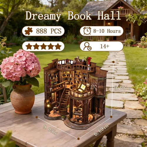 Miniatura 3 de OZJAY Kit de rincón de libros, rompecabezas de madera 3D para adultos, decoración de casa pequeña, kits de manualidades para familiares amigos