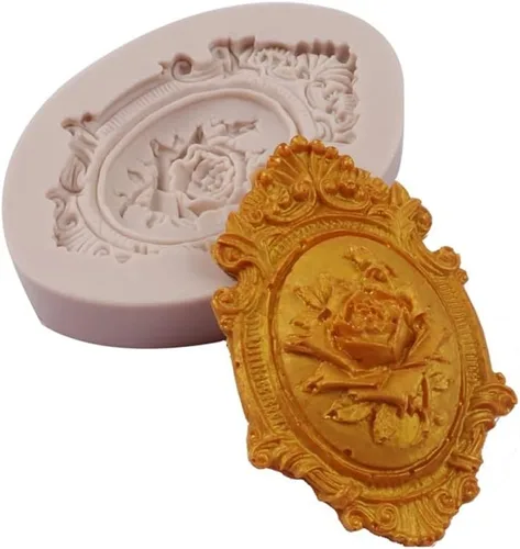 Cestony Marco de fotos de rosa retro europeo en relieve Moldes de silicona para pastel de fondant galletas galletas jabón, pudín de azúcar,
