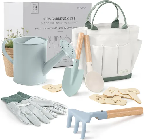 ZICOTO El mejor juego de jardinería para niños: el juego de jardinería perfecto para niños pequeños con herramientas duraderas y seguras para una