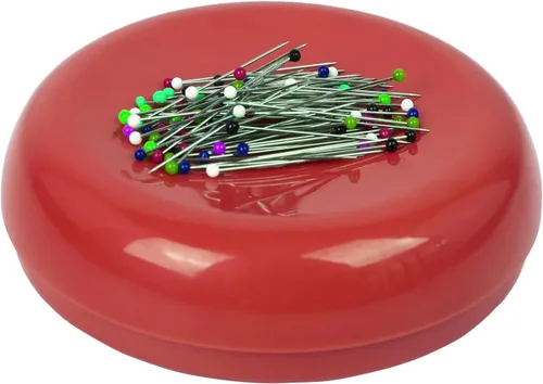 Miniatura 8 de Hilltian - Cojín magnético con 100 alfileres de cabeza de plástico, soporte magnético para alfileres para costura y acolchado (Verde)
