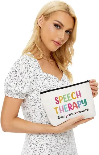 Miniatura 2 de Blue Leaves Regalos para patólogos del habla, terapia del habla, patología del habla, bolsa de maquillaje 1, Multicolor0221, Profesional