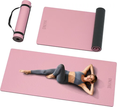 Miniatura 7 de Tapete de yoga extra largo y ancho para hombres y mujeres altos, 2.992 x 1.283 x 0.276 in, TPE de alta densidad antideslizante en ambos lados