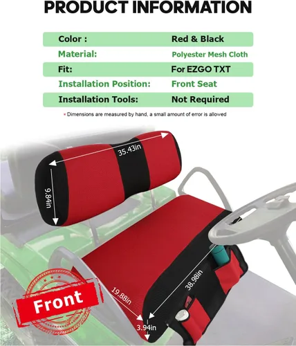 Miniatura 2 de SCITOO Funda de asiento para carrito de golf EZGO TXT, funda de asiento suave y cómoda, fácil de instalar