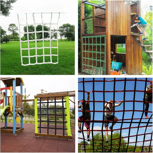 Miniatura 6 de Red de escalada, tamaño personalizado, estructuras de escalada al aire libre para niños, juego de columpios para interiores, selva, gimnasio, casa