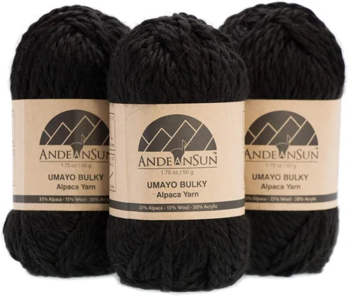 Miniatura 18 de (3 madejas pequeñas y hermosas) Mezcla de hilo de alpaca Umayo [165 yardas en total] Rojo, #5 voluminoso
