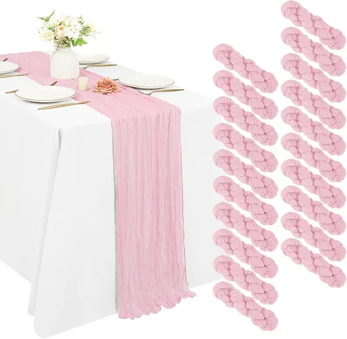 Miniatura 38 de 10 piezas de camino de mesa de estopilla en azul bebé 10 pies, camino de mesa de gasa para recepción de boda, despedida de soltera, fiesta