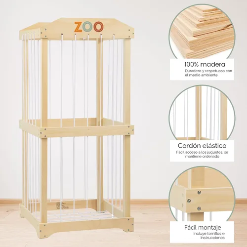 Miniatura 4 de Almacenamiento de animales de peluche de madera para niños – Gran organizador y soporte de almacenamiento de juguetes para la sala
