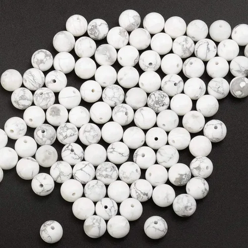 Miniatura 3 de Cuentas sueltas de 0.315 pulgadas/8mm de piedra natural redonda para hacer joyas con cordón elástico Howlita