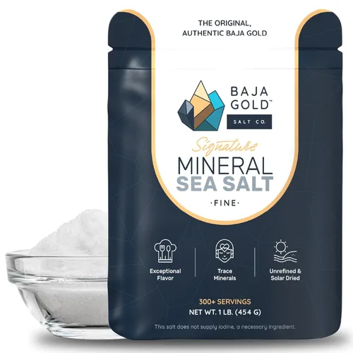 Baja Gold Sal marina mineral - Recomendada por Gary Brecka - Sal de molienda fina para cocinar y hornear | Sal natural de Baja para usos culinarios