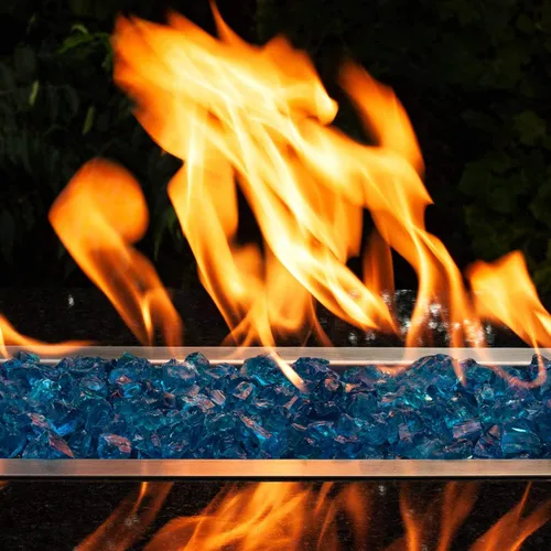 Miniatura 7 de Celestial Fire Glass - Triturado, azul tropical (1/2" a 3/4") Tarro de 10 libras