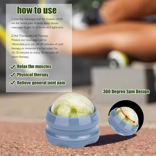 Miniatura 6 de ideayard Bola de jade de piedra de masaje para masaje de cuerpo completo, masajeador de bola de lacrosse, herramienta de masaje de espalda, bola