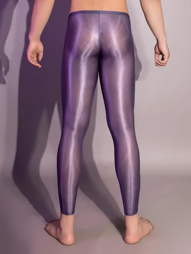 Miniatura 3 de Leggings transparentes de seda de hielo para hombre, ropa interior brillante, pantalones convexos