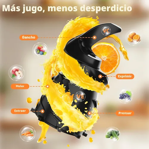 Miniatura 4 de Máquinas Exprimidoras Godspeeds, Conducto de Alimentación Grande de 5.8", Exprimidor Lento de Masticación Prensado en Frío para Frutas y Verduras