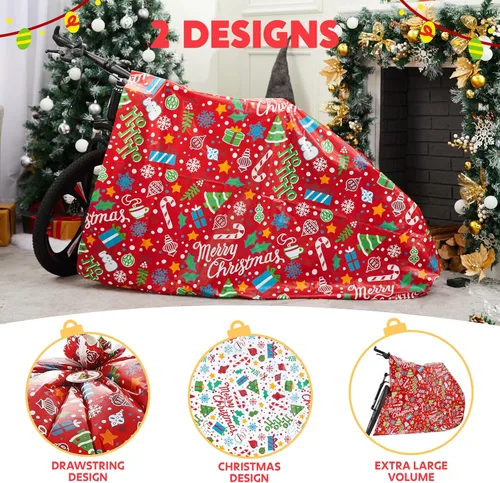 Miniatura 3 de JOYIN 2 bolsas de regalo jumbo de Navidad de 72 x 60 pulgadas con etiquetas para regalos grandes de alta resistencia, bolsa de bicicleta de Navidad
