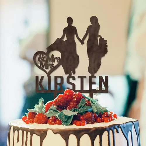 Miniatura 9 de Decoración para tarta de boda con silueta lesbiana del mismo sexo, decoración para tartas de compromiso para ella y ella, decoración para tartas