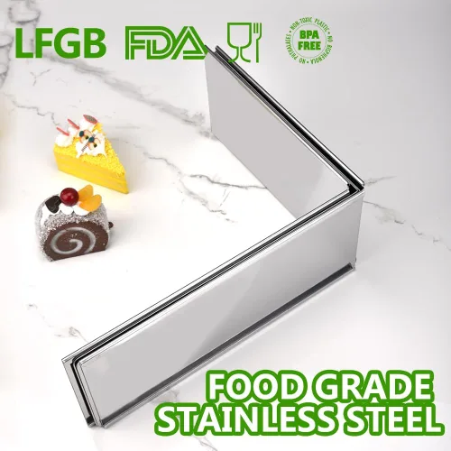 Miniatura 5 de Molde de anillo rectangular para tartas de acero inoxidable, resistente, ajustable, molde para tiramisú, molde de pastelería extensible de gran
