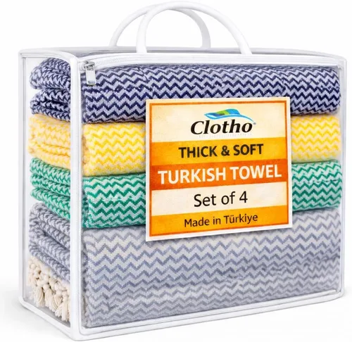 Miniatura 12 de Clotho - Toallas de baño de Peshtemal turco, 100 % algodón, 39 x 70, ligeras, elegantes, toallas de playa y ejercicio, Algodón, paquete de de 4