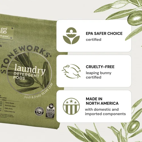 Miniatura 2 de Grab Green Stoneworks - Cápsulas de detergente para ropa, 100 unidades, aroma a roble, a base de plantas y minerales, limpia profundamente, elimina