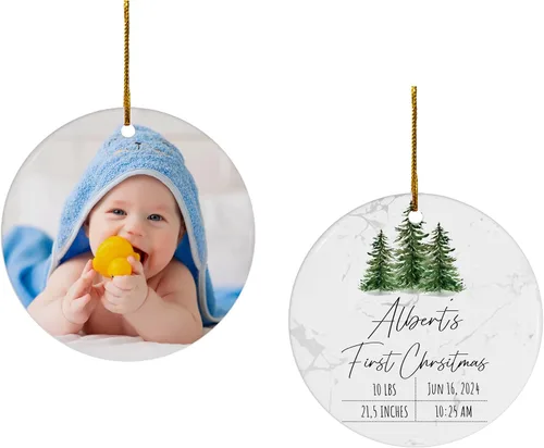 Miniatura 27 de FLOCHIL Adorno personalizado para la primera Navidad del bebé con nombre de foto, adorno personalizado para la primera Navidad, regalos para bebés