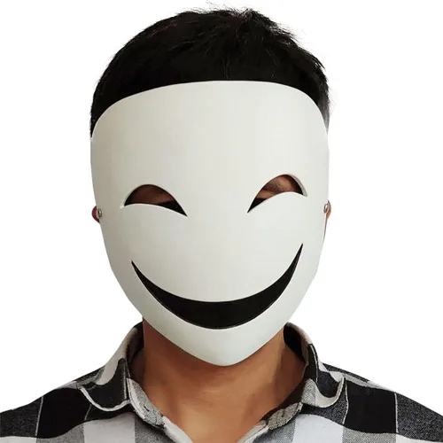 Miniatura 3 de Tkieio Máscara de cosplay de cara sonriente, accesorio de resina blanca para Halloween