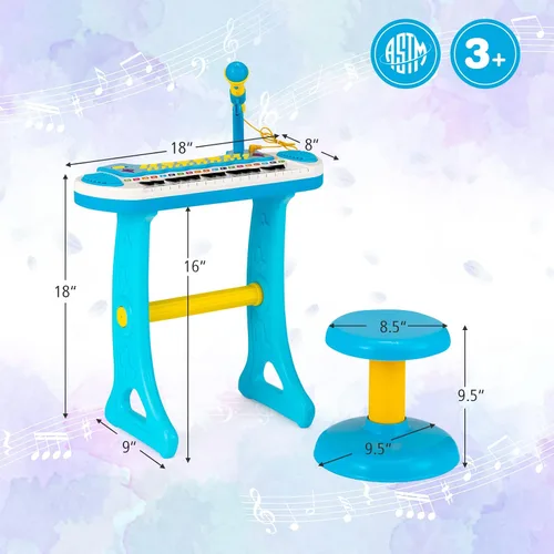 Miniatura 6 de Costzon Juguete de teclado de piano de 24 teclas para niños, instrumento musical electrónico para niños pequeños, juguete educativo con micrófono