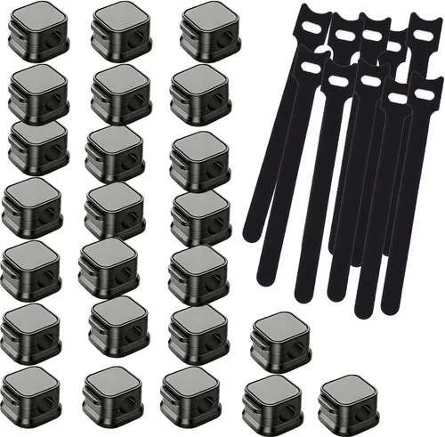 Miniatura 11 de 36 soportes magnéticos para cables organizadores de cables para mesita de noche, computadora, soporte magnético para cables de mouse, soportes black3