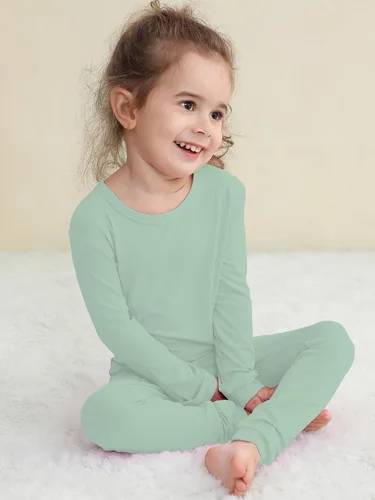Miniatura 46 de GUISBY Conjunto de pijama de rayón de bambú para niños y niñas, ajuste cómodo, para uso diario, conjunto de pijama de 2 piezas