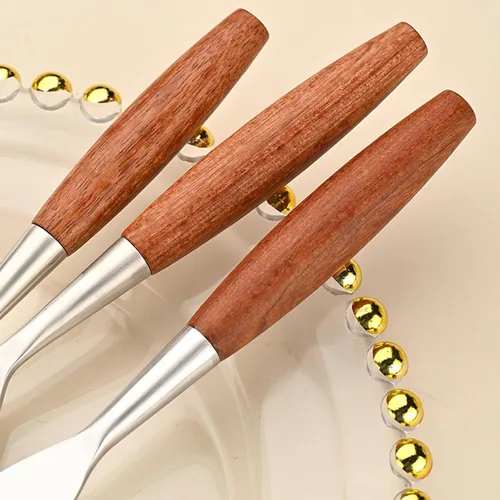 Miniatura 4 de Juego de cubiertos de mango de madera para 4 (20 piezas) juego de cubiertos de cubiertos únicos y modernos de acero inoxidable 18 8, incluye