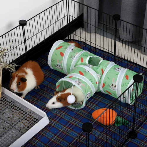 Miniatura 5 de Rypet Túnel de Cobaya de 3 Vías Plegable Túneles y Tubos para Mascotas Pequeñas con Pelota Interactiva para Conejo Bebé Hurón Hámster Chinchilla