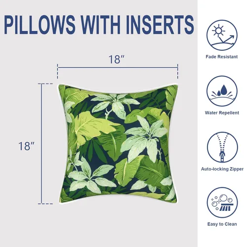 Miniatura 398 de Juego de 2 almohadas para exteriores de 16 x 16 pulgadas, repelentes al agua con interiores, para muebles de patio, hogar, jardín, geometría bohemia