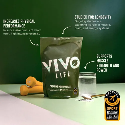 Miniatura 2 de Vivo Life - Monohidrato de creatina en polvo micronizado - Vegano, sin sabor (8.8 oz, 84 porciones)