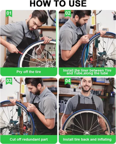 Miniatura 5 de Julai Revestimiento de neumáticos para bicicleta de carretera, protector plano de tubo de bicicleta compatible con 700C 27" Azul+Negro (2 piezas)