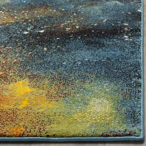 Miniatura 4 de SAFAVIEH Galaxy Collection GAL111B - Alfombra abstracta que no desprende pelusa, 4 x 6 pies, azul/multi