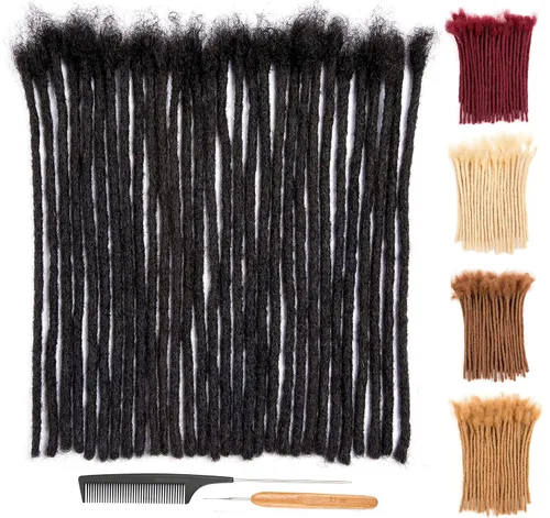 Miniatura 15 de DAIXI 0.2cm y 0.4cm y 0.6cm y 0.8cm de grosor 4-18 pulgadas 10 hebras extensiones de rastas de cabello humano 100% real para hombres/mujeres