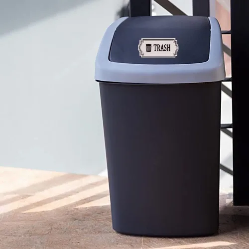 Miniatura 4 de Paquete de 4 calcomanías de reciclaje y basura, símbolo del logotipo de reciclaje y basura, calcomanías de vinilo impermeables para botes de basura