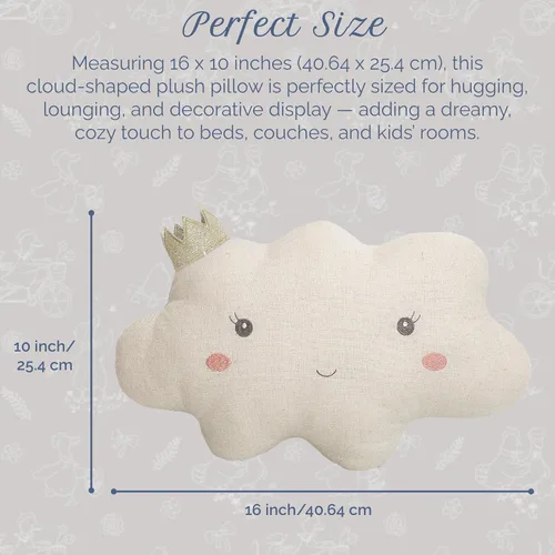 Miniatura 3 de MON AMI Reine Almohada Decorativa en Forma de Nube – Cojín de Felpa Decorativo de 16 x 10 pulgadas para Cama, Sofá o Decoración de Habitación, Nube