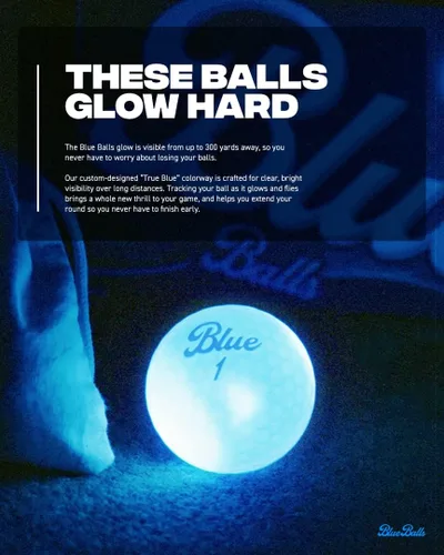 Miniatura 9 de Blue Balls Pelotas de golf con luz LED de alta calidad, brillan en la oscuridad, golf nocturno, regalo divertido, despedida de soltero
