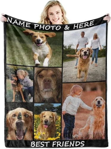 Miniatura 3 de Manta personalizada con texto fotográfico, manta personalizada para bebé, madre, padre, amigos, amantes, perro, gato, mascota regalo