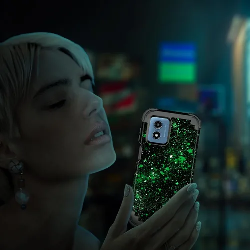 Miniatura 6 de Miqala Funda para Moto G Play 5G 2024, que brilla en la oscuridad, tres capas, resistente, a prueba de golpes, protección de cuerpo completo