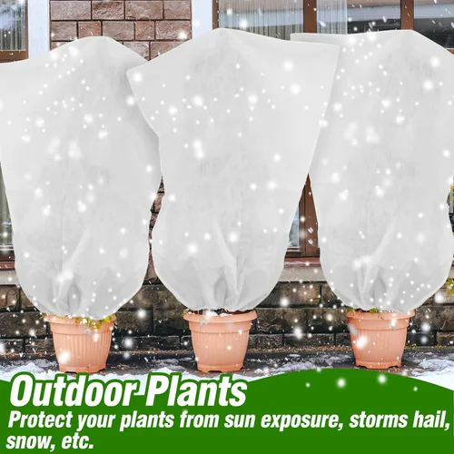 Miniatura 4 de Gardzen Paquete de 5 cubiertas para plantas, protección contra la congelación, cubierta para árbol con cordón, protección de plantas contra