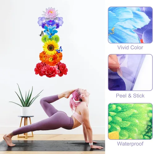 Miniatura 3 de Calcomanías de pared de flores coloridas, margarita, rosa, loto, girasol, floral, calcomanías de pared para despegar y pegar, calcomanías extraíbles