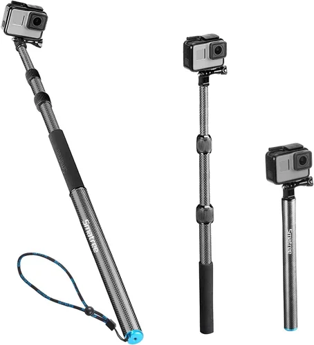 Smatree Barra flotante desmontable extensible de fibra de carbono compatible con GoPro Hero 13/12/11/10/9/8/7/6/5/4/3 Plus/3/sesión/GoPro MAX/AKASO