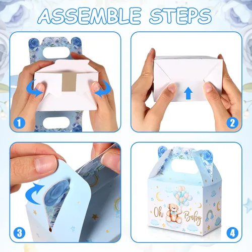 Miniatura 3 de 36 Piezas Cajas de Oso para Baby Shower Cajas de Favor Cajas de Dulces Lindas Decoraciones de Papel de Dulces y Galletas para Suministros de Baby