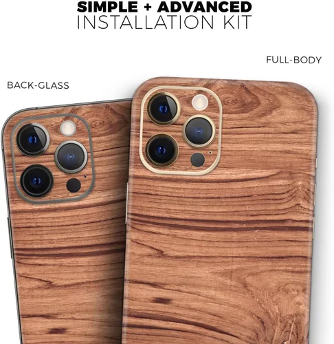 Miniatura 9 de DesignSkinz Kit de calcomanías de cuerpo completo compatible con iPhone 15 Plus, madera natural de lujo V2